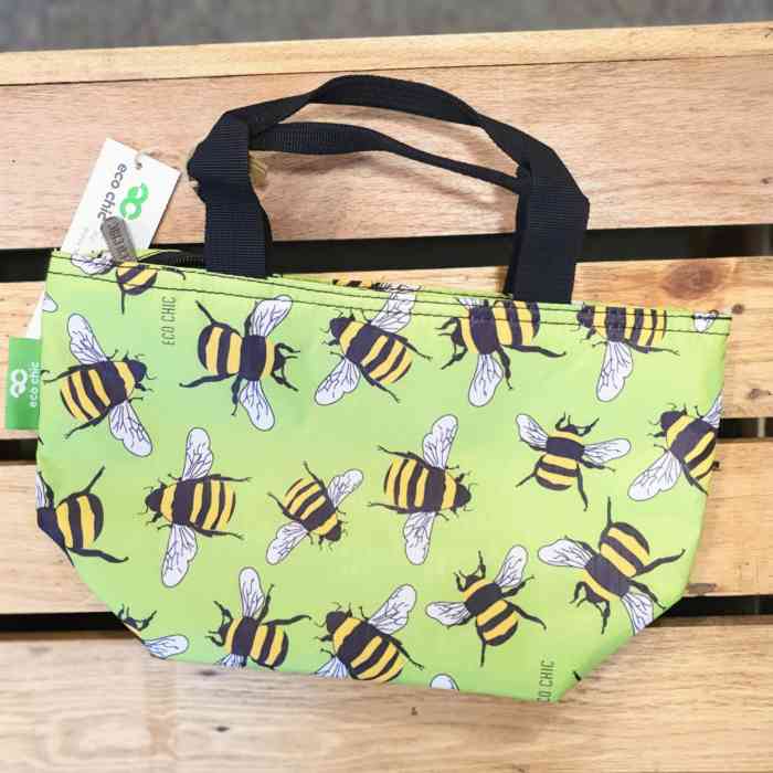eco chic lunch bag bees green