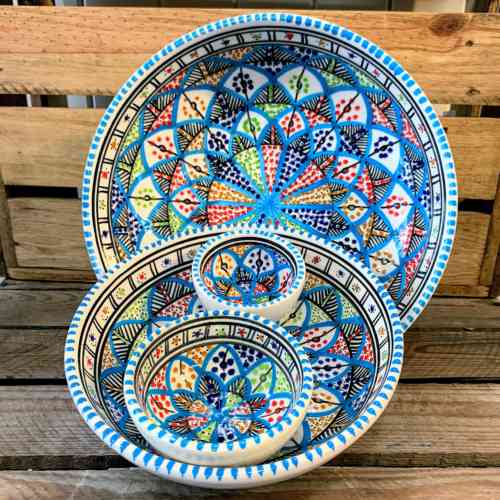 Tunisian Hand Painted Bowls - Flat