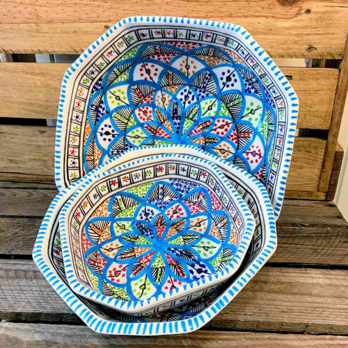 Tunisian Hand Painted Bowl - Octagonal