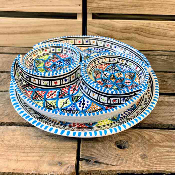 Tunisian Hand Painted Aperitif - Two Bowl