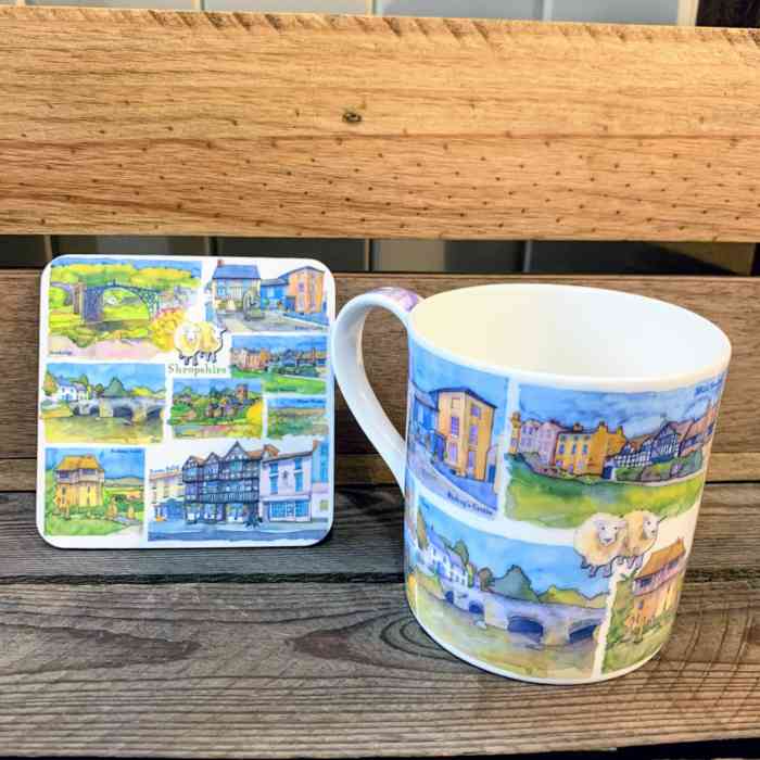 Emma Ball Watercolour Mug And Coaster - Shropshire