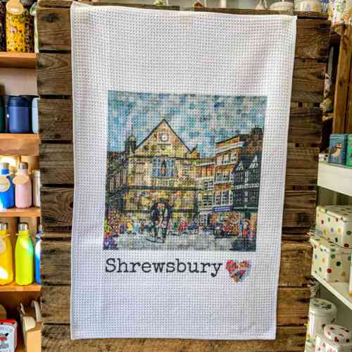 lyn-evans-designs-shrewsbury-tea-gift-souvenir-towel-the-square