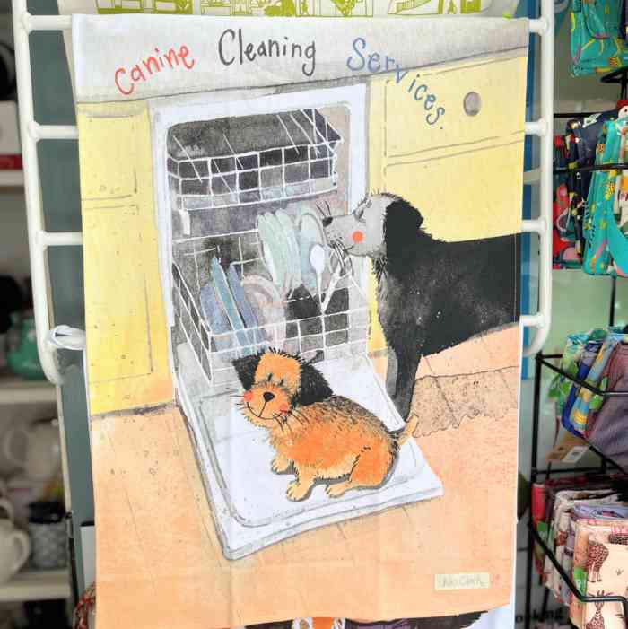 Alex Clark 'Canine Cleaning Services' Cotton Tea Towel