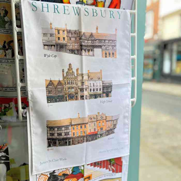 Shrewsbury Streetscape Cotton Tea Towel - Image 2