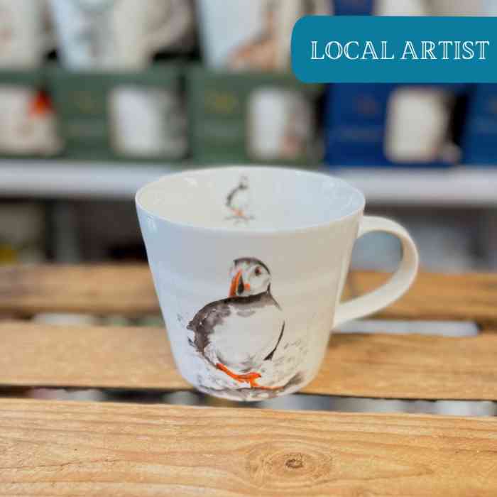 Meg Hawkins 'The Coast' Puffin Bone China Mug