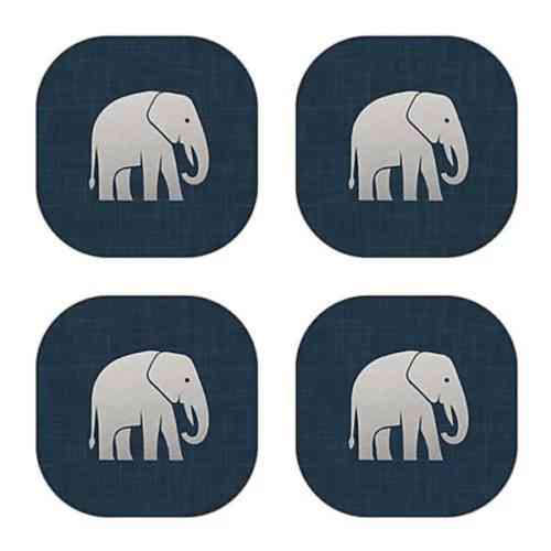 istyle-luxe-velvet-backed-coasters-set-of-4-elephant